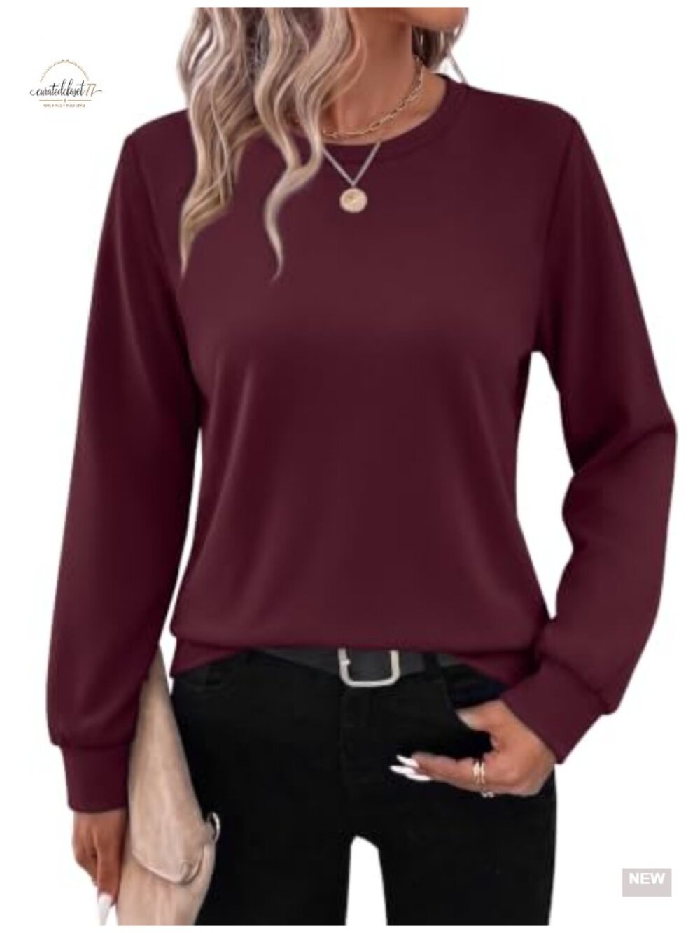 Women's Crewneck Long Sleeve Pullover Sweatshirt Thermal Knit Casual Top